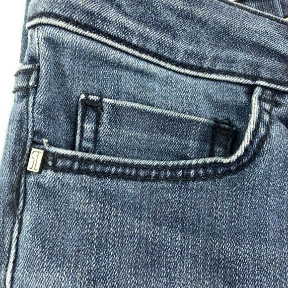 Pilcro and the Letterpress Skinny Script Jeans Womens Size 26 Med Wash Raw Hem - Picture 8 of 12